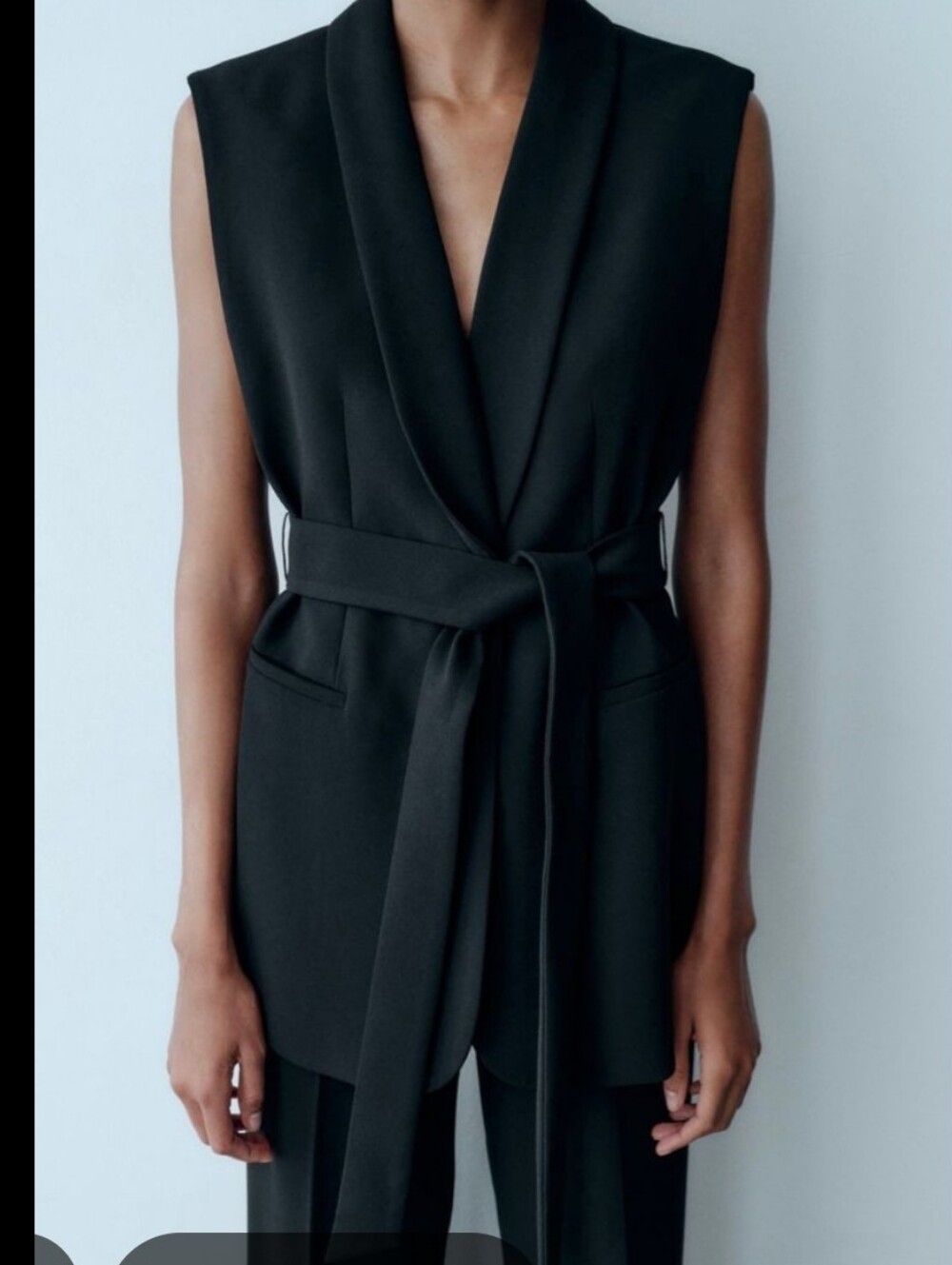 Zara Crepe Tuxedo Belted Vest Size Small